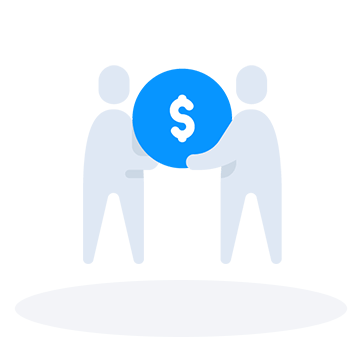 Claim processing Two people carrying a currency icon