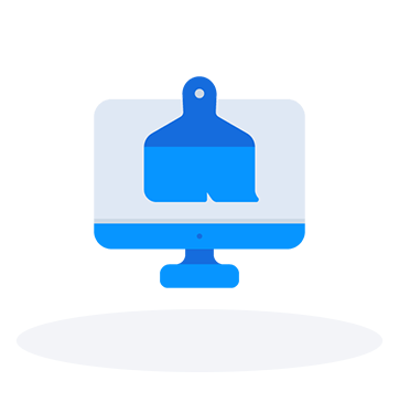 Computer monitor with a dust cleaner icon